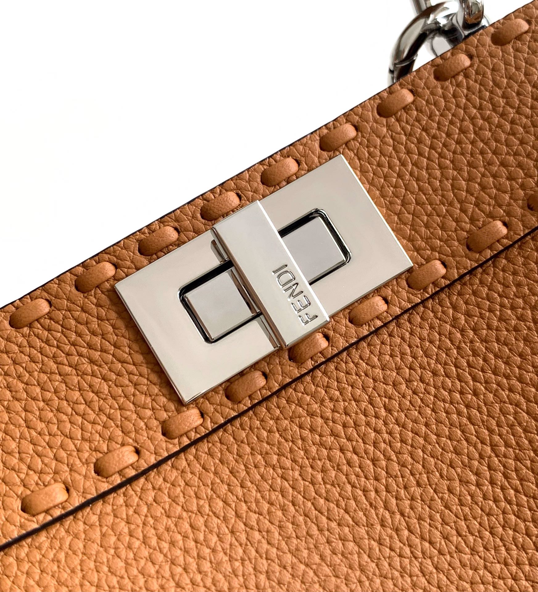 Fendi Peekaboo ISeeU Small Brown Selleria Bag with 556 Hand-sewn Topstitches